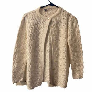 Wintuk vintage knit cardigan cream sweater M/L